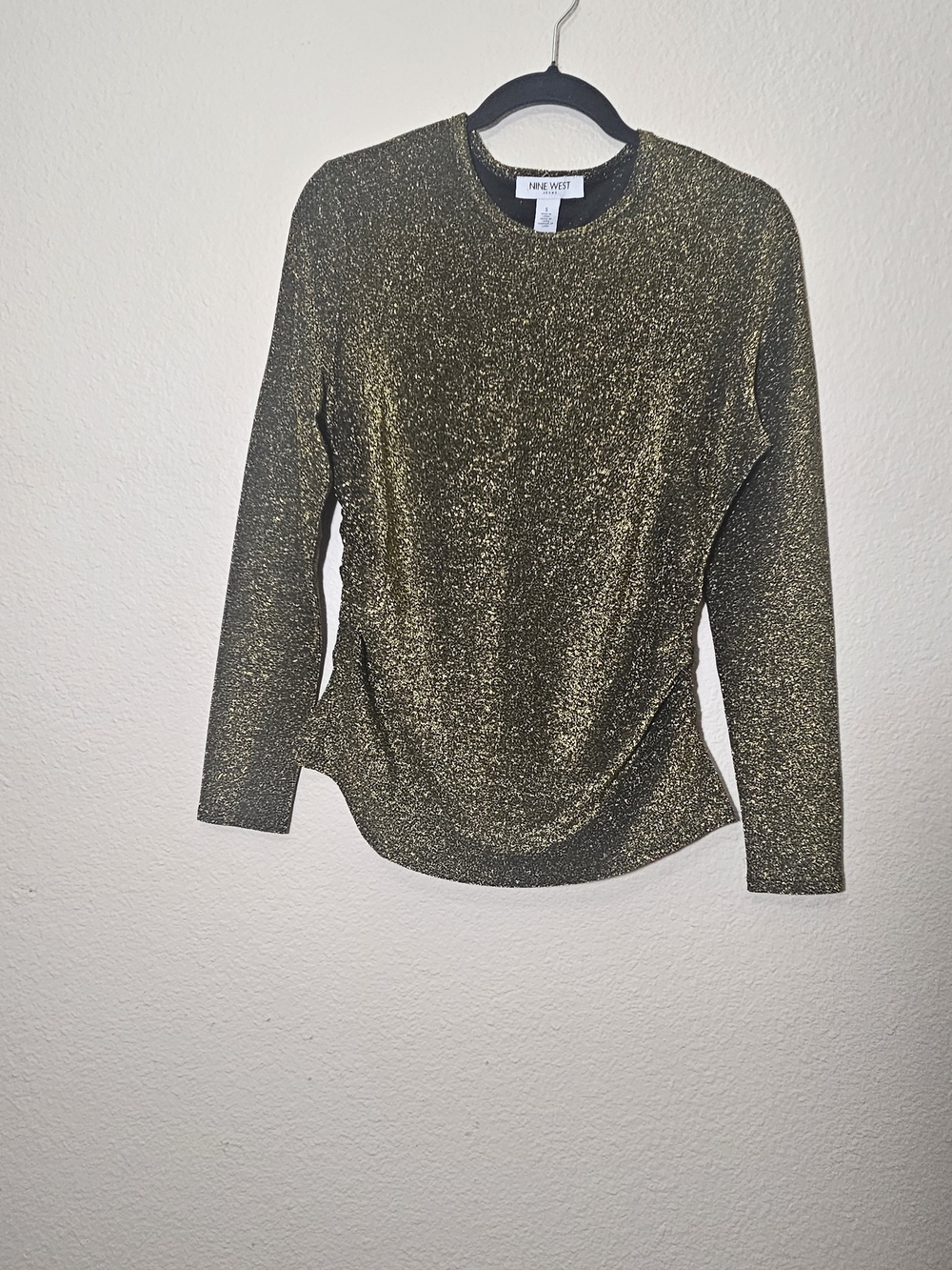 Nine West Black and Gold Metallic Crewneck Sweater
